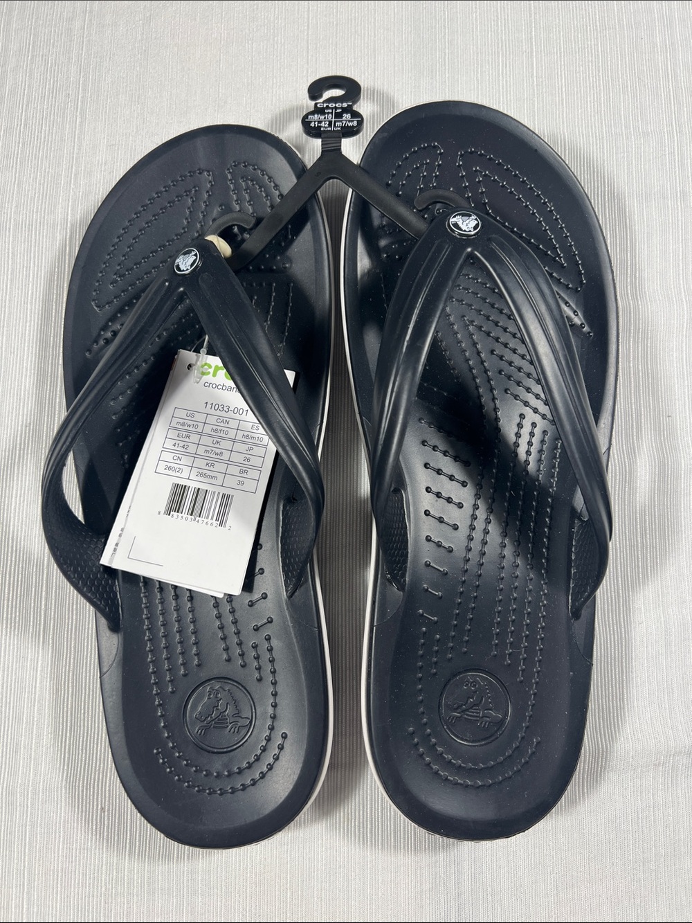CROCS Crocband Flip Sandals Black with White Trim